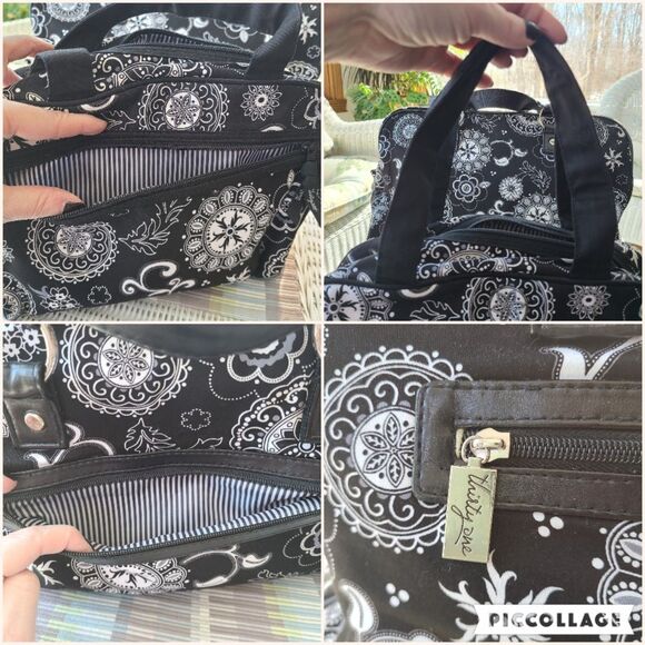 Thirty-One Onyx Medallion 3-Piece Travel Set Overnight Cosmetic Toiletry Makeup - Picture 8 of 10